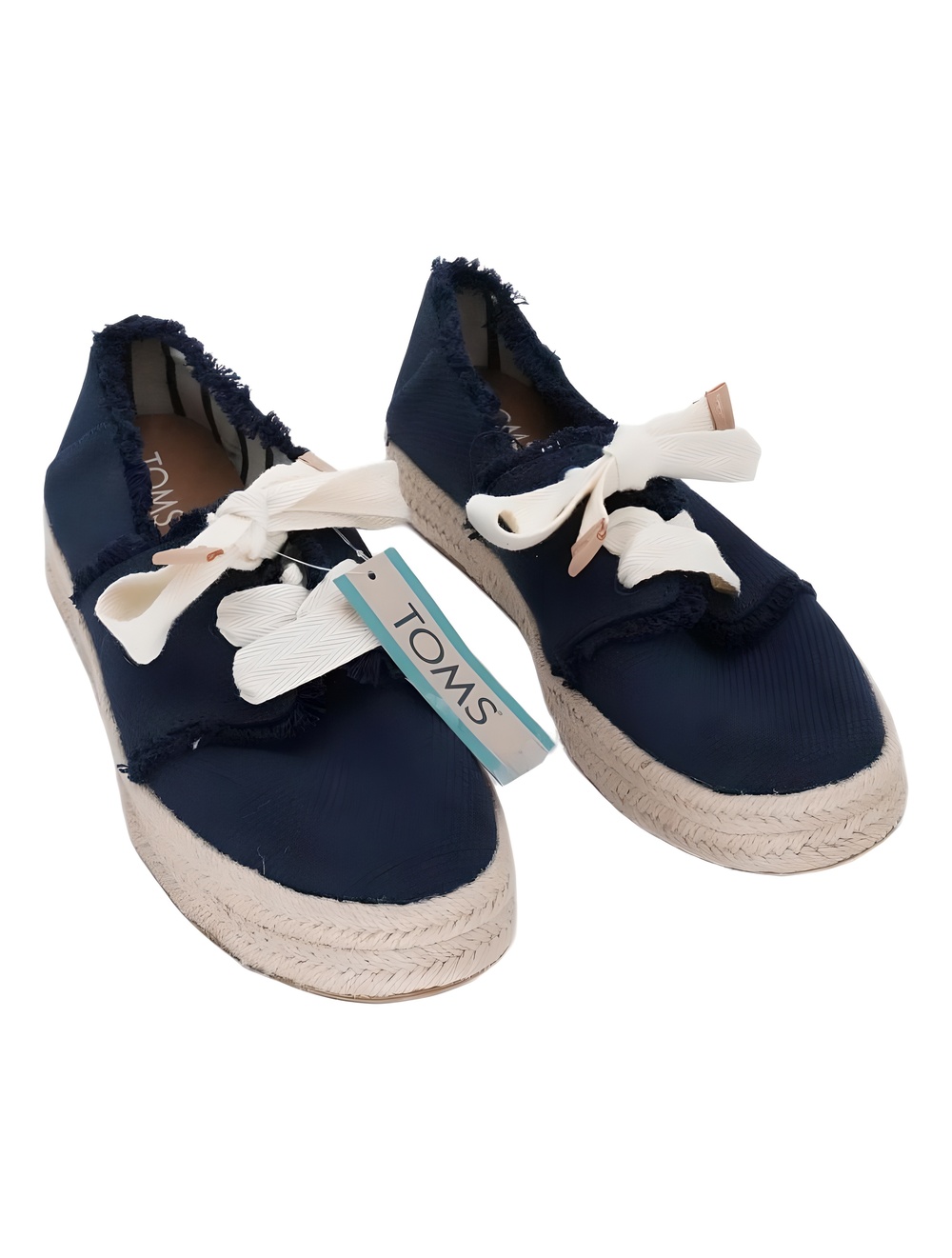 TOMS Carolina Lace-Up Navy Beachside Woven Espadrille Sneakers Size 10M